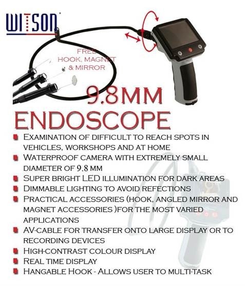 363 and FLEXIBLE and PORTABLE VIDEO ENDOSCOPE CAMERA WITH 3.5 INCH LCD MONITOR WITH EXTENDIBLE TUBE