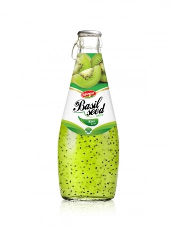 Fruit Juice Basil Seed Drink Kiwi Flavour In Glass Bottle